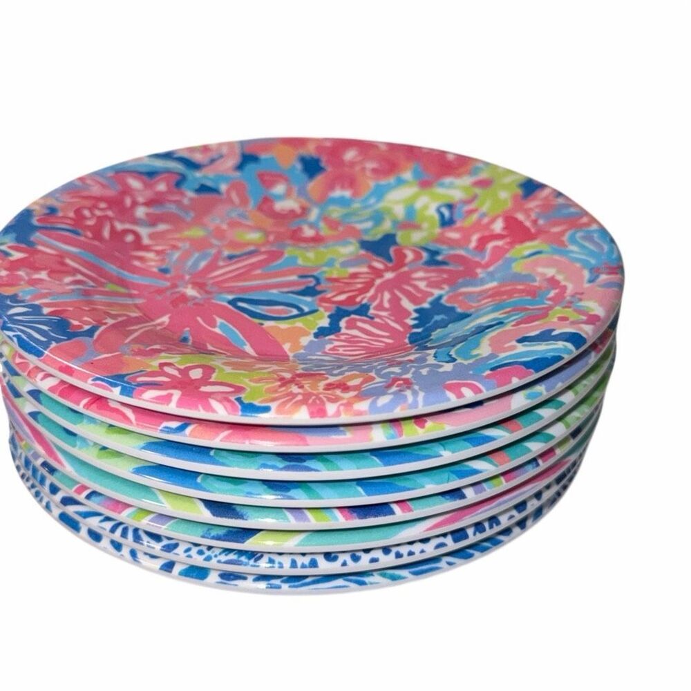 Lilly Pulitzer melamine dessert plates set of 8. 4 different patterns